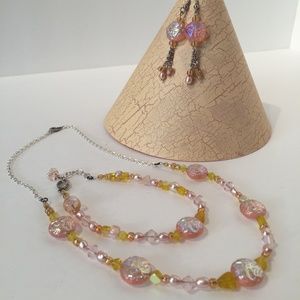 Pink & Yellow Crystal Ensemble with XL Bracelet